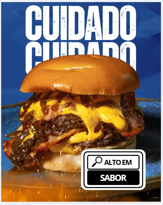 Arte da Smash Burger com o selo alto em sabor